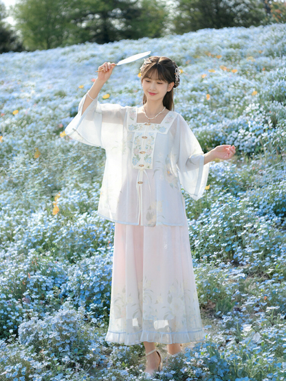 グラデーションカーディガンスカート ファンタジーシフォンフラワー