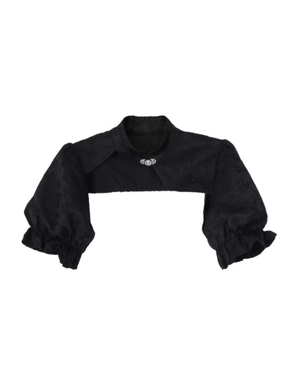 カーディガンドラゴンシックチャイナドレス+ショートモードスリーブパフ