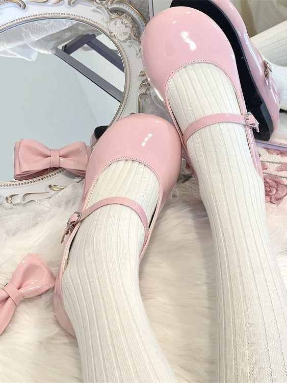 Removable Bow Shoes Pink 1cm with Style Low-heel Sweet