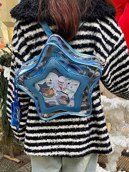 Dark Badge Star-shaped Ita Bag Set Charm PU with Blue Detachable