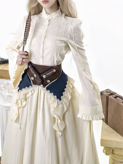 Elegant Beige Ruffled Trim Lolita Blouse - Xiong Dou Jiang