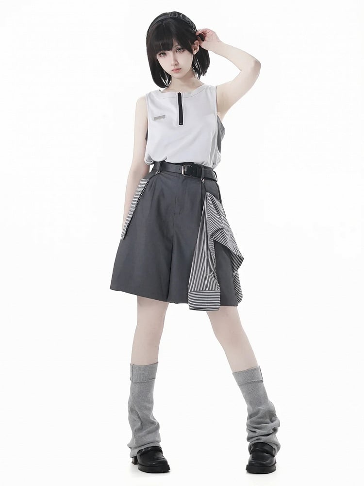 Techwear Tank Top Neckline Apricot Zipper