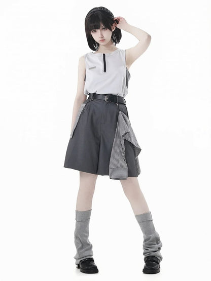 Techwear Tank Top Neckline Apricot Zipper