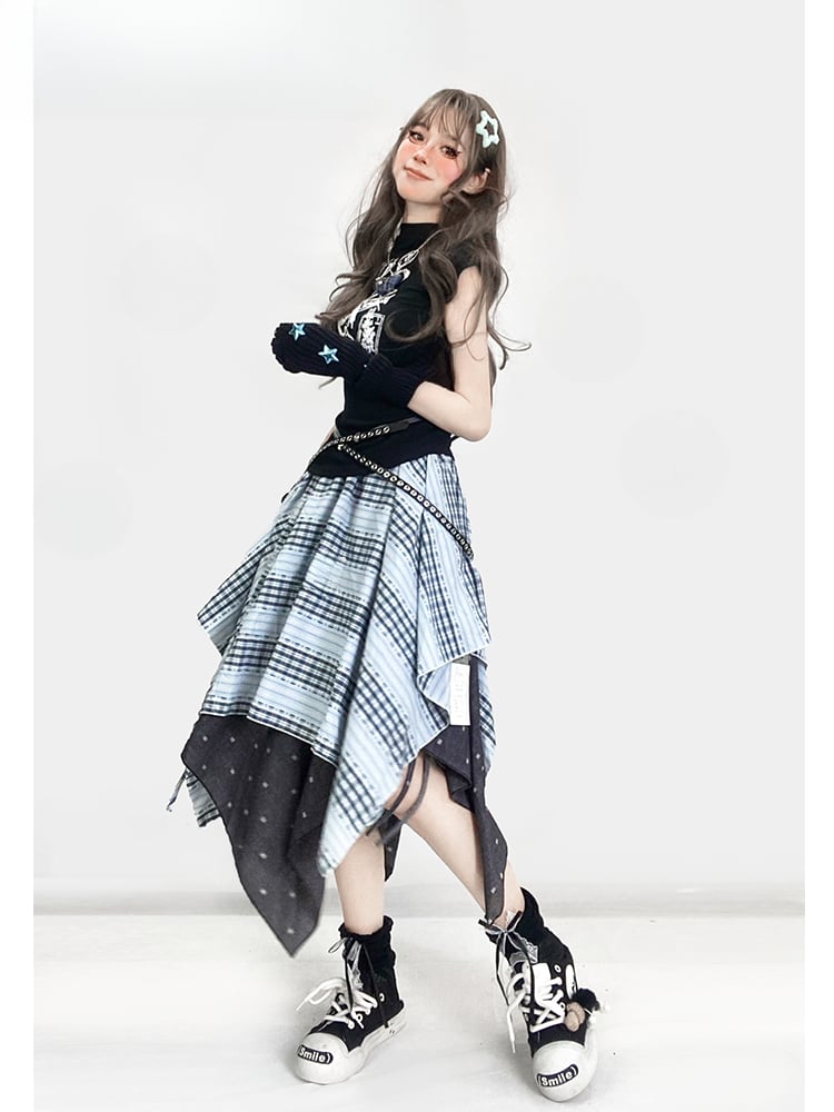 Y2K Schwarzes, Rundhals-Cartoon-Tanktop mit glamouröser, schmaler Passform