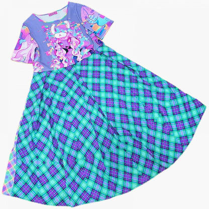Cartoon buntes Kleid Plaid Print Muster