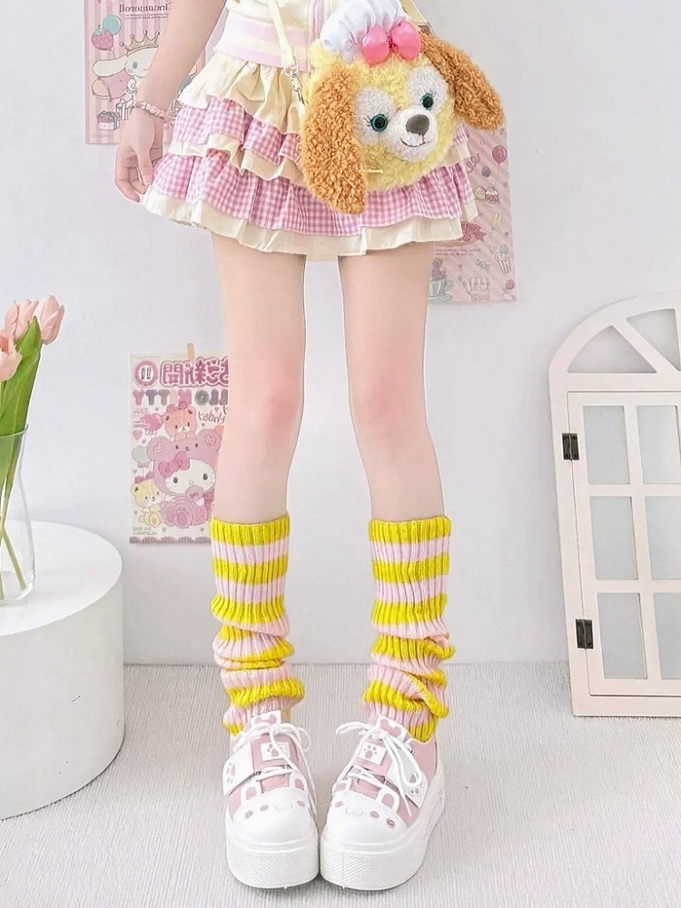 Leg Colors - Stripe Pastel Warmers Knit Slouchy 5