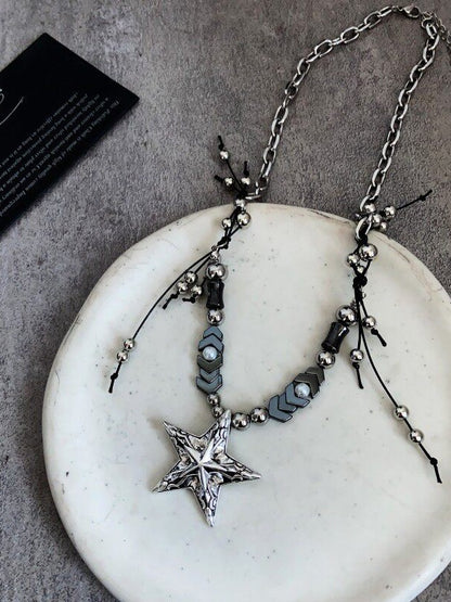 Punk Star Pendant Chain Necklace - Kiwi Store