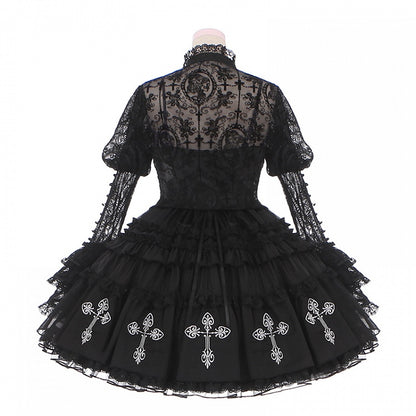 Gothic Lolita Kuro Black Floral Lace Blouse