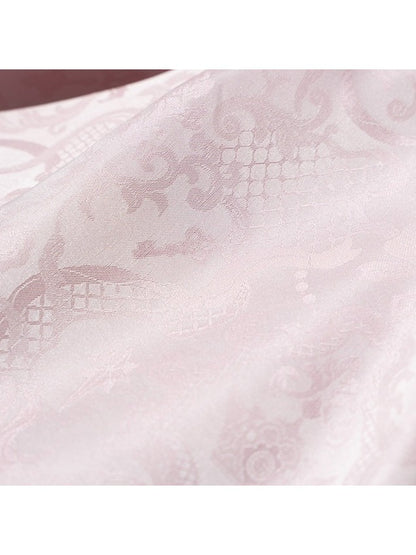 Pink Hanfu-Inspired Satin Long Sleeve Top with Floral Print - Yimu Walnut