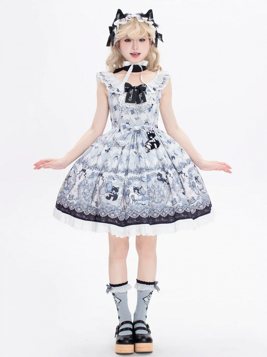 不思議の国のアリステーマのバニースイートロリータジャンパープリントスカートとアリスキティドレス