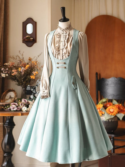 Under Blue Back Lacing Dress Mint Elegant with Bust Vintage