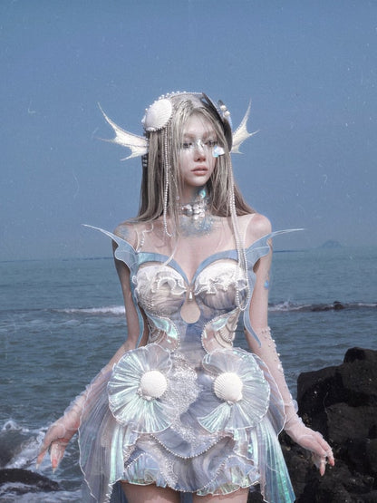 Details Dusty Sequin Goth and Corset Fairy Bead Top Mermaid Blue