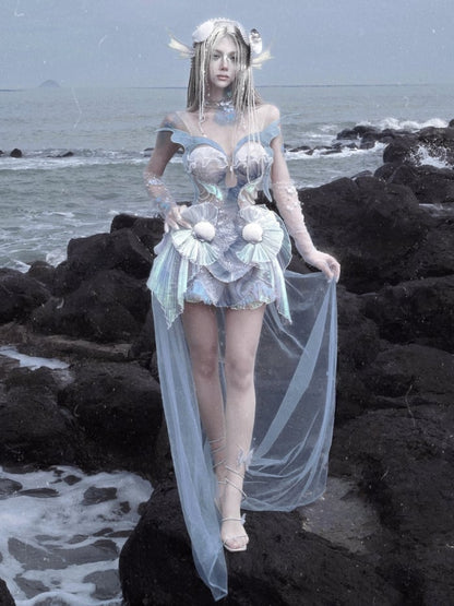 Details Dusty Sequin Goth and Corset Fairy Bead Top Mermaid Blue