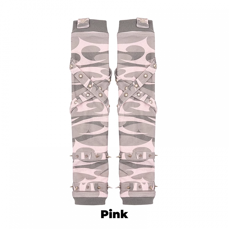 クロスストラップ スタッズグローブ ブラック/グレー/ピンク