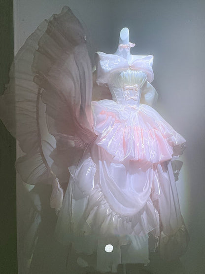 ロングアンダースカート ドローストリング ピンク