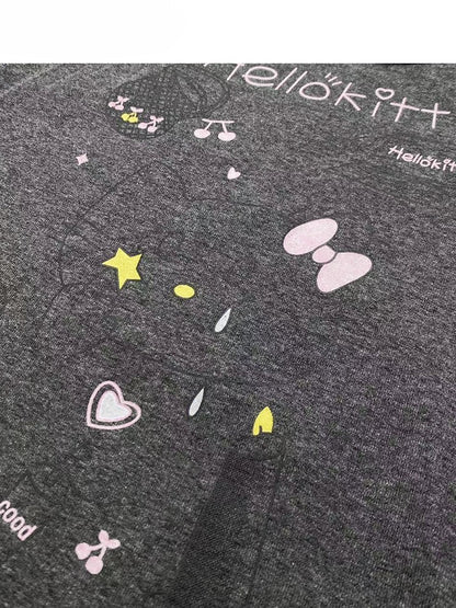 Letter Top Gray Print Kitty Glamorous Cami And Y2K