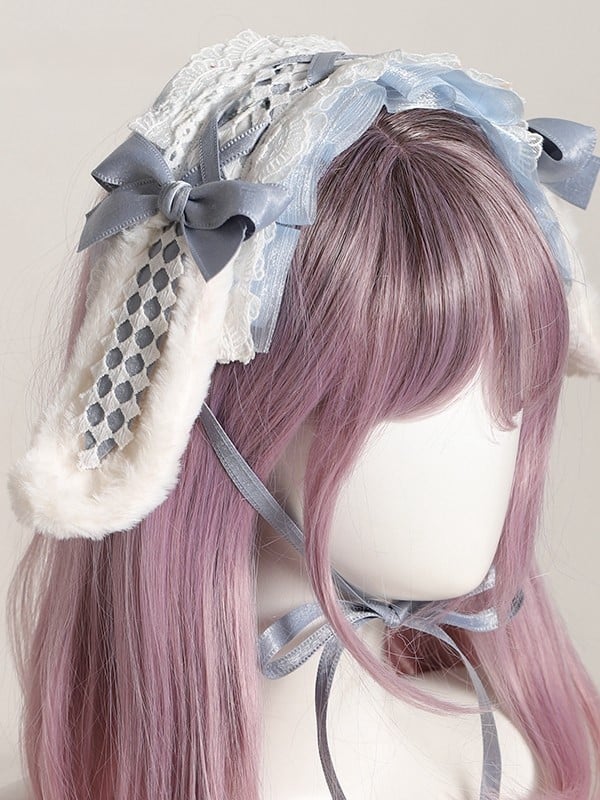– Ribbon 7 Lace Wonderland Bunny in lolita Alice Hairdband Ear