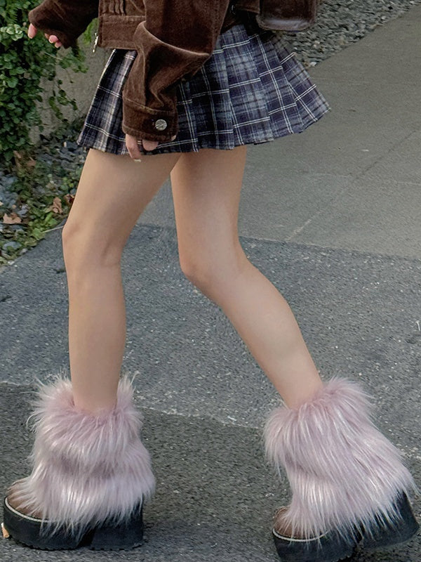 Light Purple Y2K Shaggy Leg Warmers