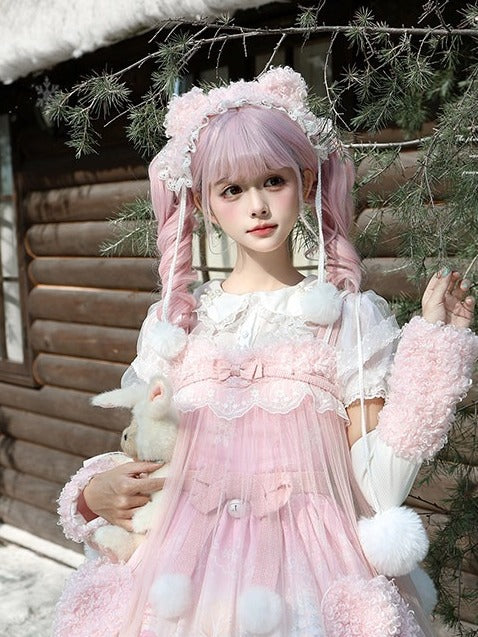 Sweet Lolita Hairband with Soft Pink Bear Ears - Lineall Cat