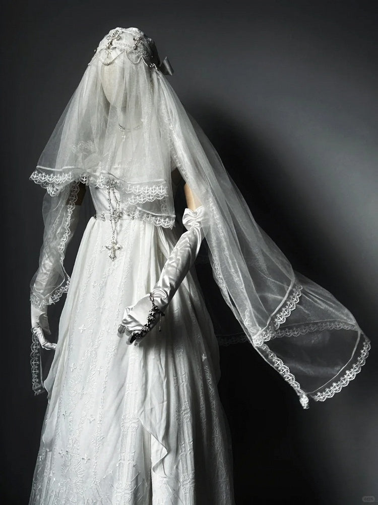 White Shiro Cathedral Empire Waist Dress Gothic Lolita JSK