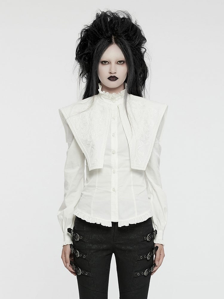 Retro Wide Goth Shirt Shoulder White