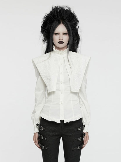 Retro Wide Goth Shirt Shoulder White