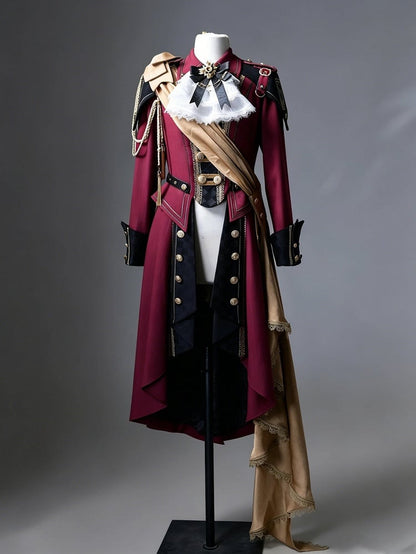 Black & Red Military Coat with Ribbon Set
