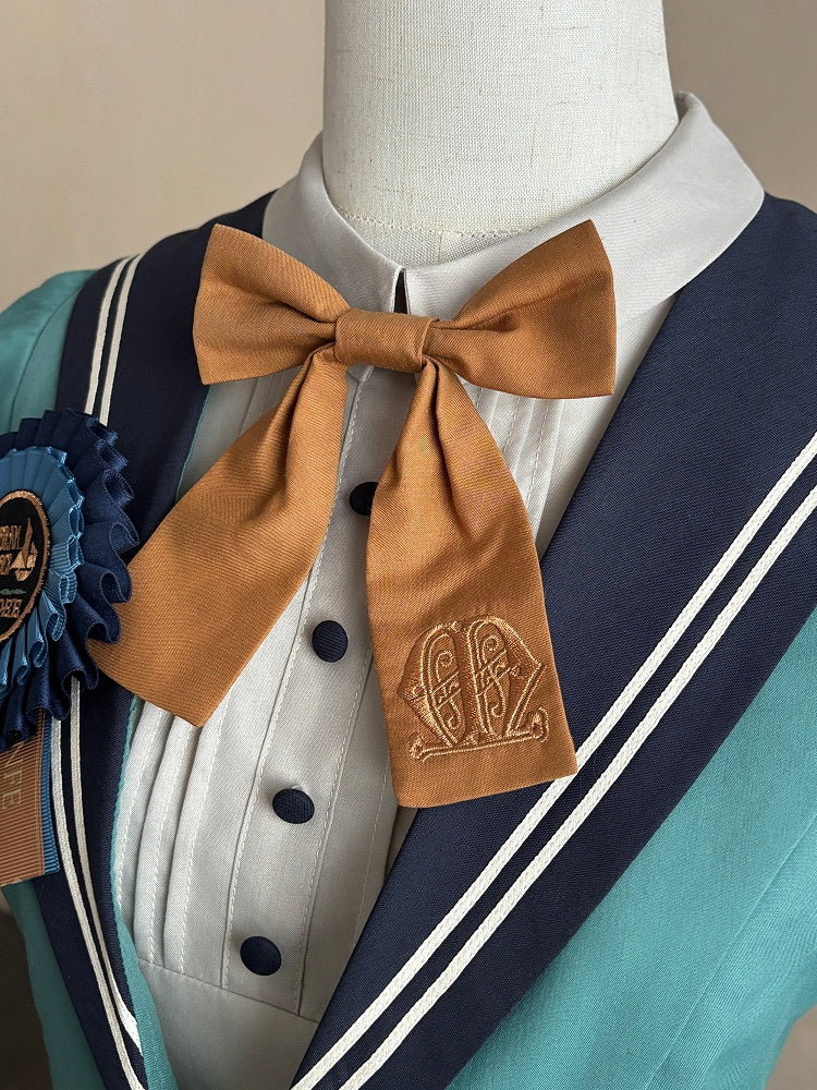Lolita Bow Tie Dark Blue Yellow Embroidery - LilyVow
