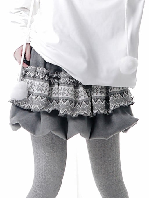with Knit Ruffle Bubble Fair Gray Skirt Isle Trim