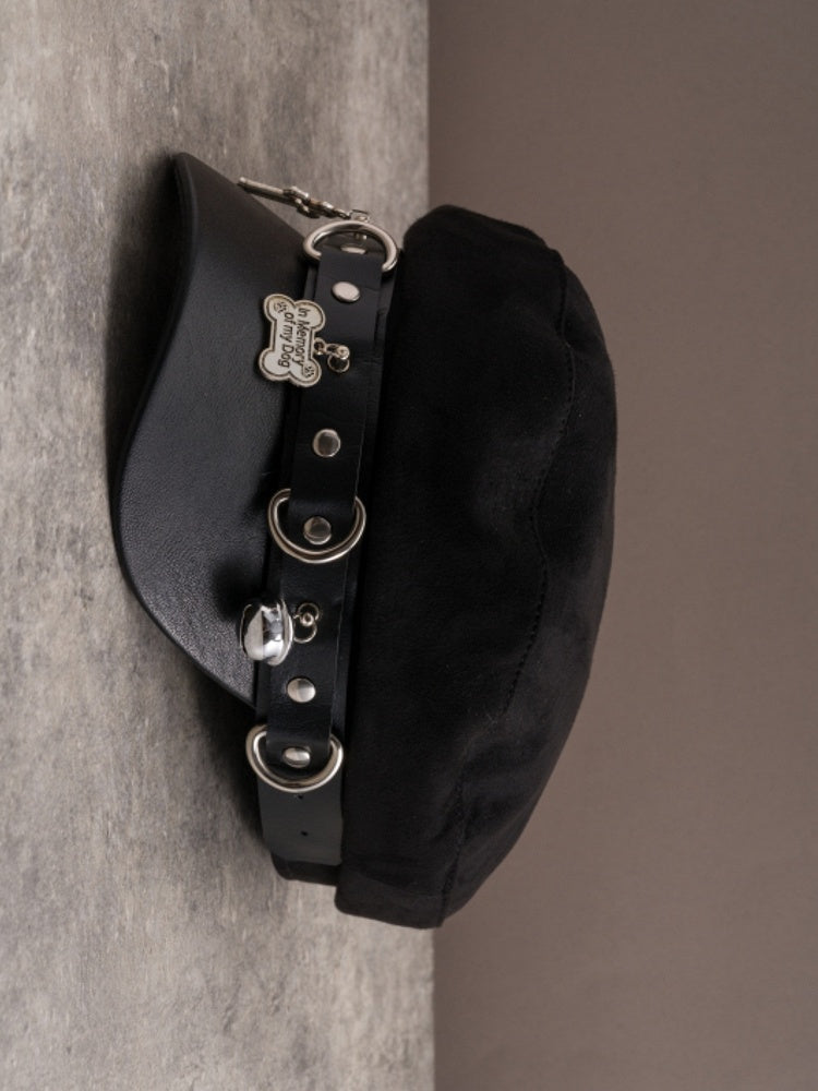 Beret Cross Hat And Details Charm Gothic Bone Black Studs