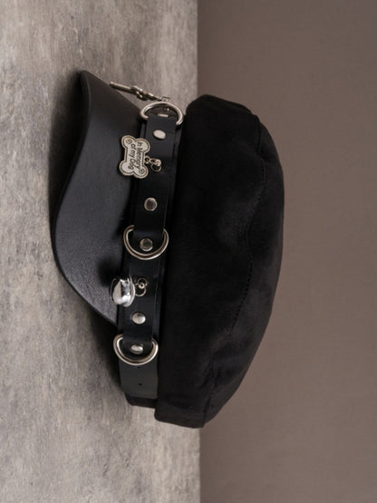 Beret Cross Hat And Details Charm Gothic Bone Black Studs