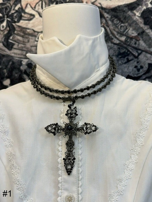 Layered Beaded Choker with Cross - Boobi Shop