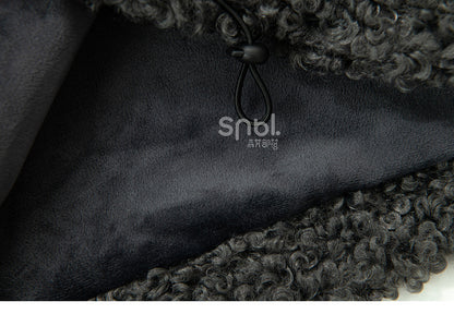 Mantel Ohren Kapuze Fleece Wolf Grau