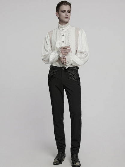Glamorous Gothic White Men's Shirt