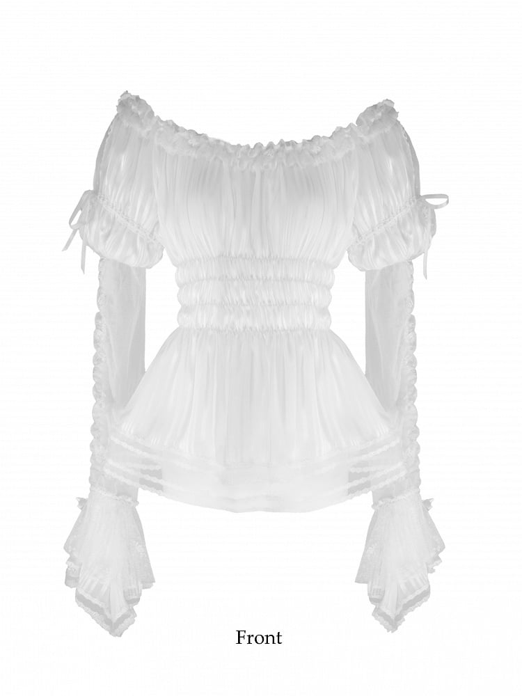 Lace Cuffs Blouse White with Off-the-shoulder Lolita