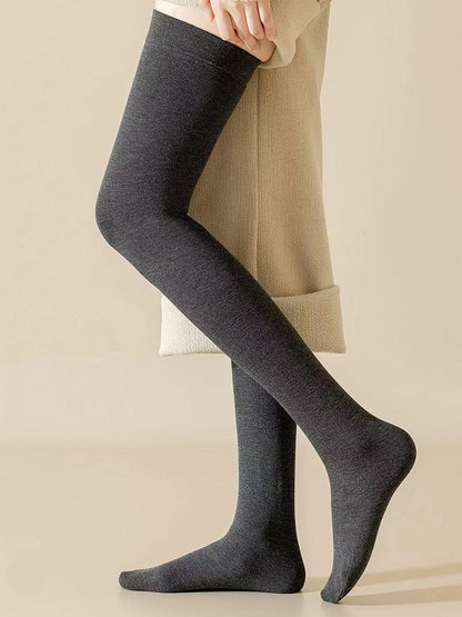 ブラック/ダークグレーのオーバーニーストッキング