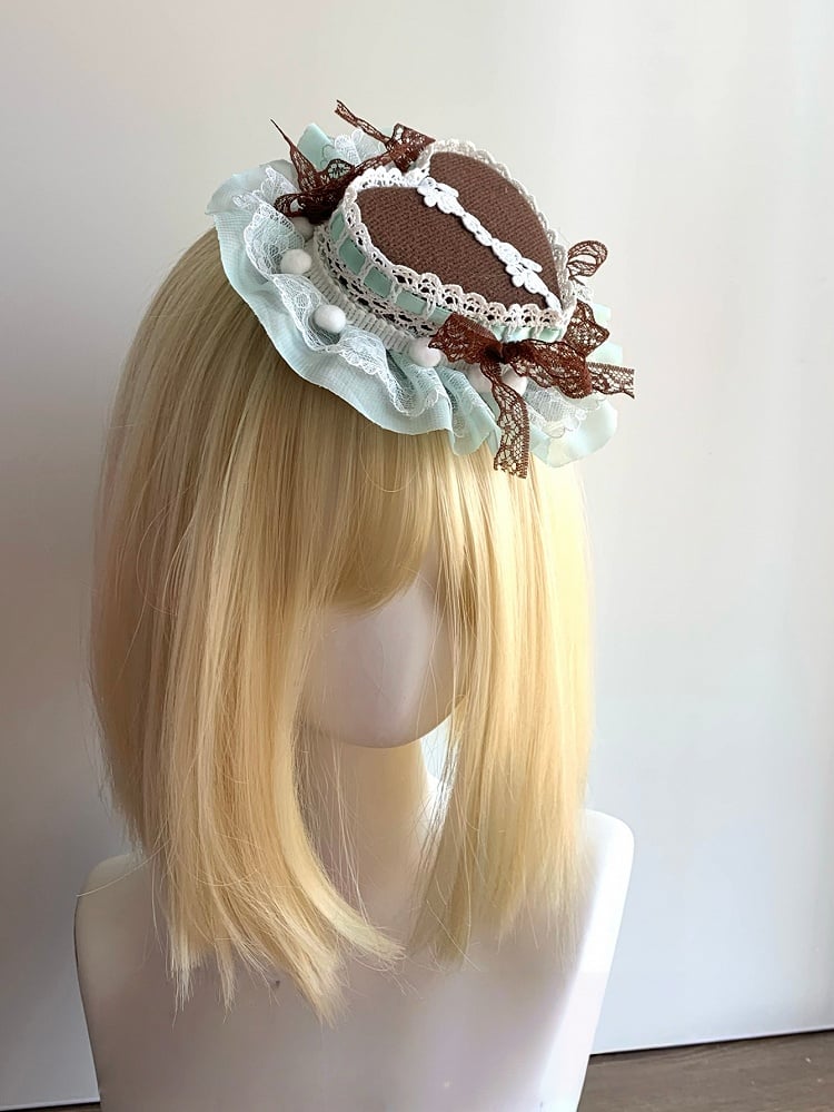 Heart-shaped Sweet Chocolate Mini Hat Mint Lolita