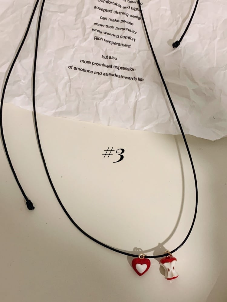 Y2K Red Apple Necklace/Ring/Ear Clips
