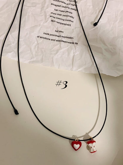 Y2K Red Apple Necklace/Ring/Ear Clips