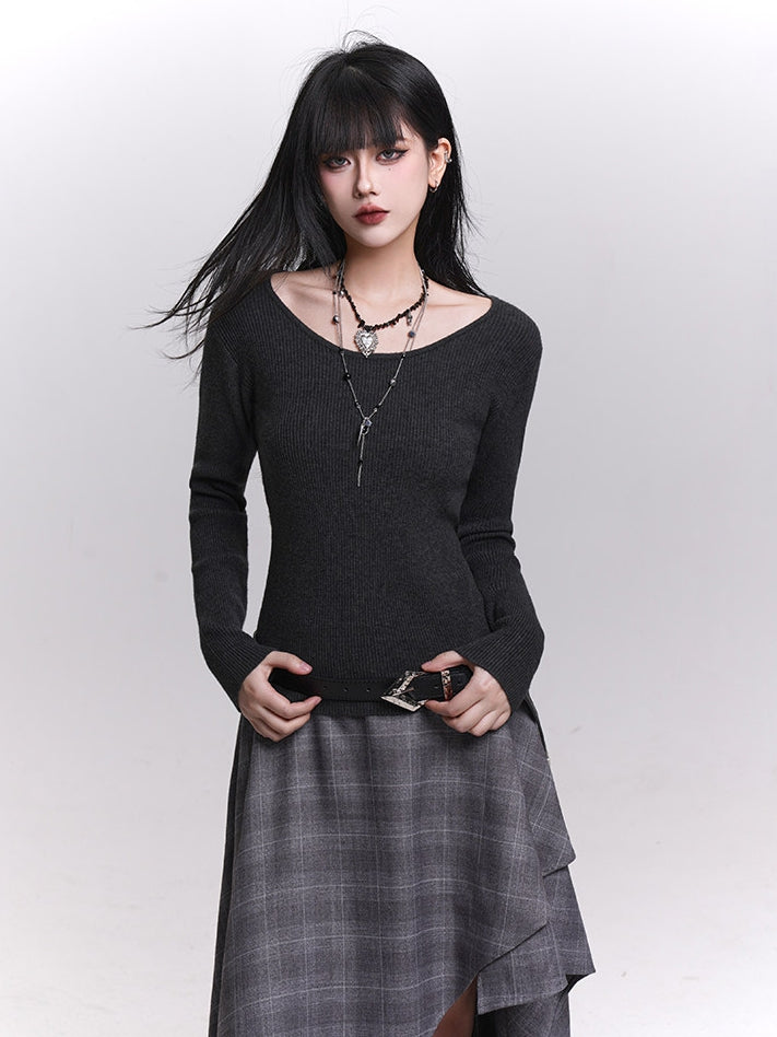 Accents Shawl Set Knit Dark Top Button Gothic Long Gray/Black Sleeves