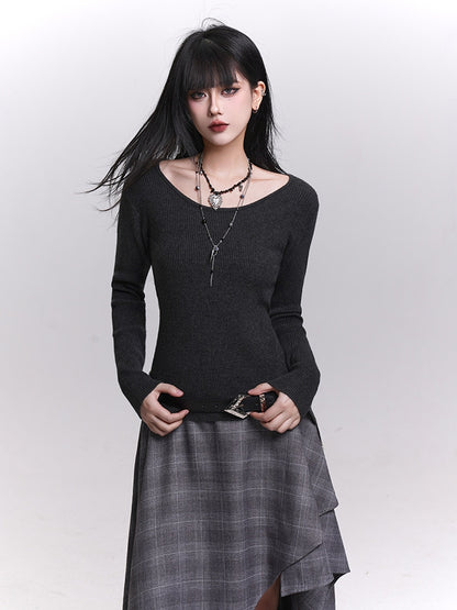 Accents Shawl Set Knit Dark Top Button Gothic Long Gray/Black Sleeves