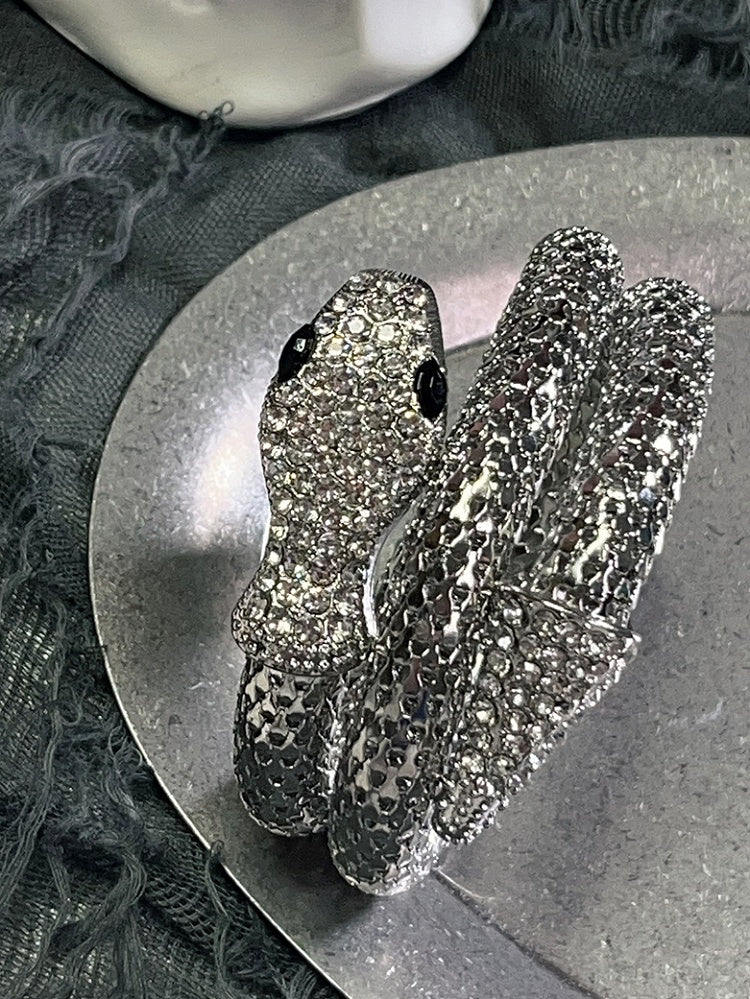 Silver Design Bangle Snake Set With Necklace