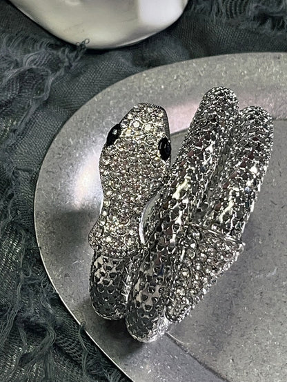 Silver Design Bangle Snake Set With Necklace