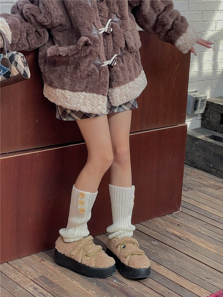 Button Options Knitted 7 Color Decorations Warmers Leg With