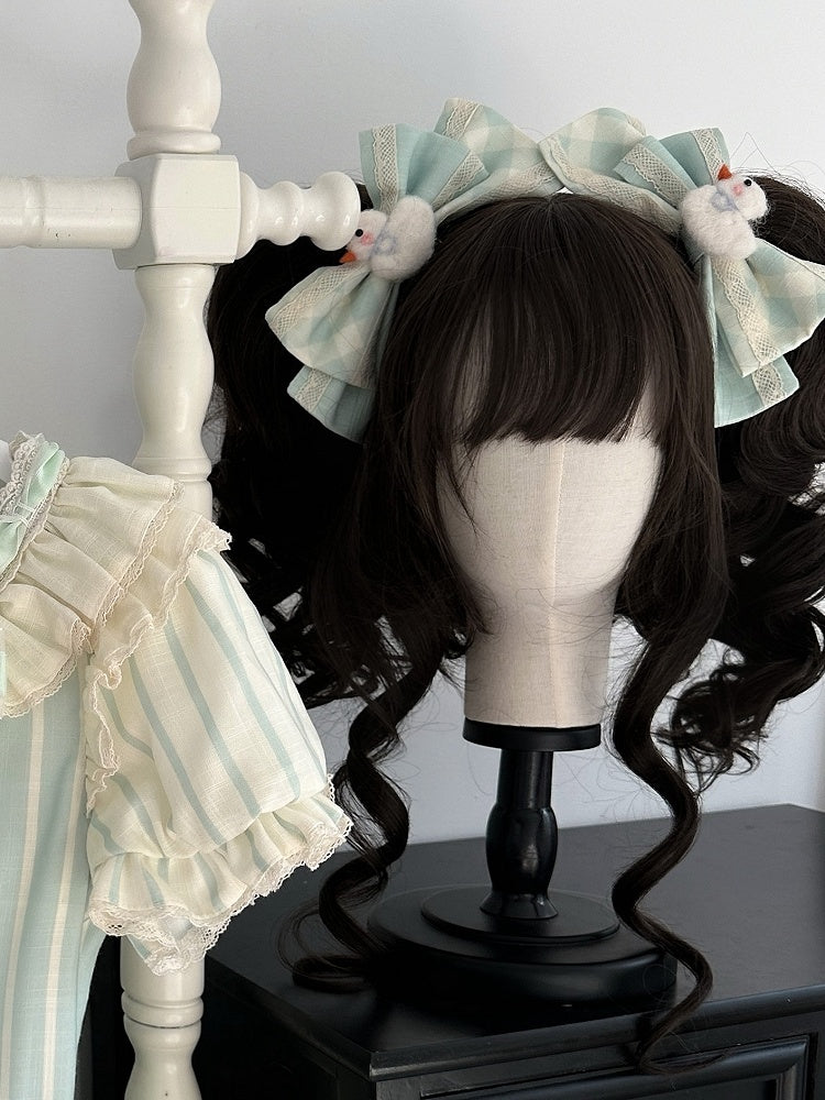 アヒルの子 グリーン ヘアクリップ 装飾 蝶結び ぬいぐるみ