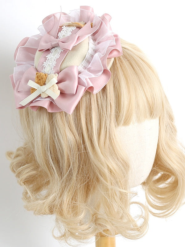 Lolita Pink Mini Bear with Hat Gorgeous Bowknot Decoration