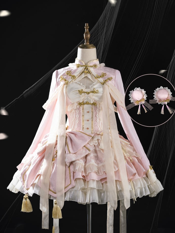 Ensemble robe corset style chinoiserie rose Sakura, tenue de festival des fleurs de cerisier