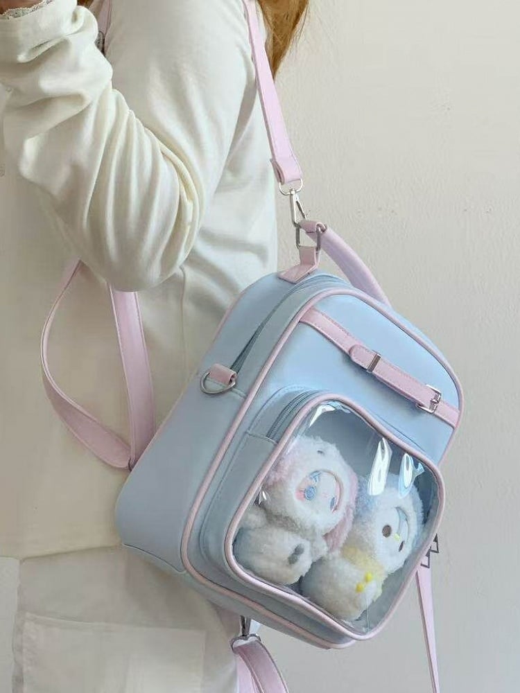 Backpacks Otaku Style Colorblocked Shoulder Bag with Doll Decoration - Lily Candy