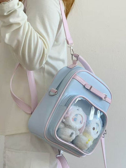 Backpacks Otaku Style Colorblocked Shoulder Bag with Doll Decoration - Lily Candy