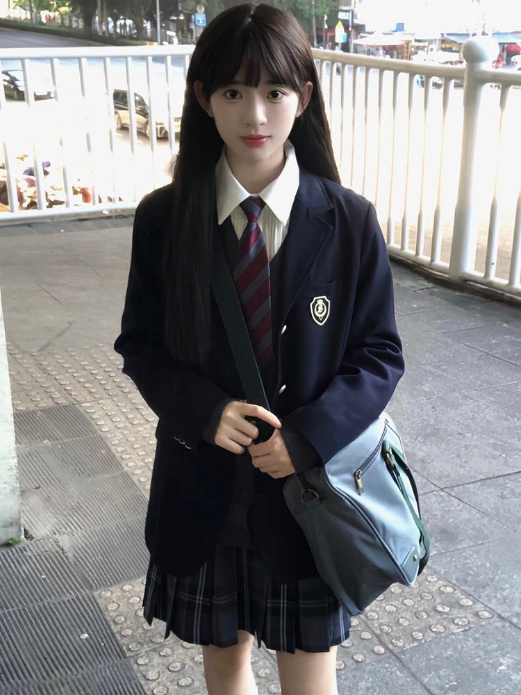 Uniform Skirt Pattern 45CM JK Plaid Black Pleated